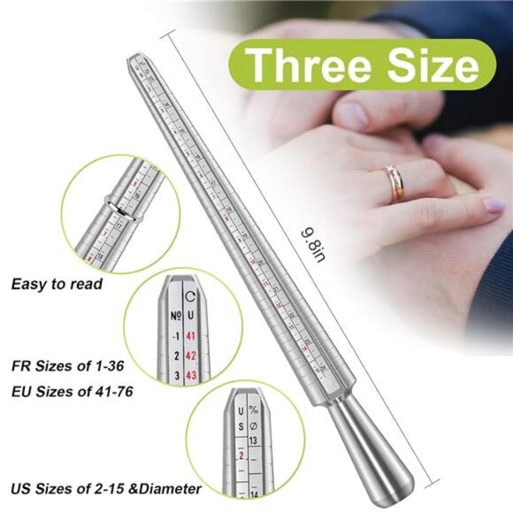 Ring Sizer Measuring Tool, IKOCO Ring Sizing kit with Rubber Hammer, Jewelry - Picture 2 of 7